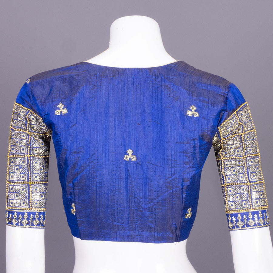 Blue Aari Embroidered Silk Blouse 10068942