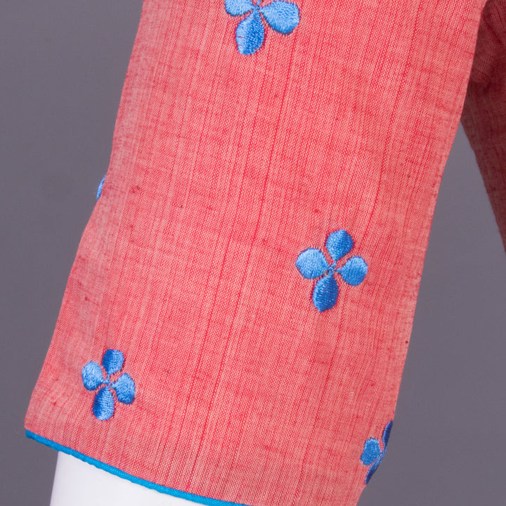 Pink Embroidered Mangalgiri Cotton Blouse 10068957 - Avishya