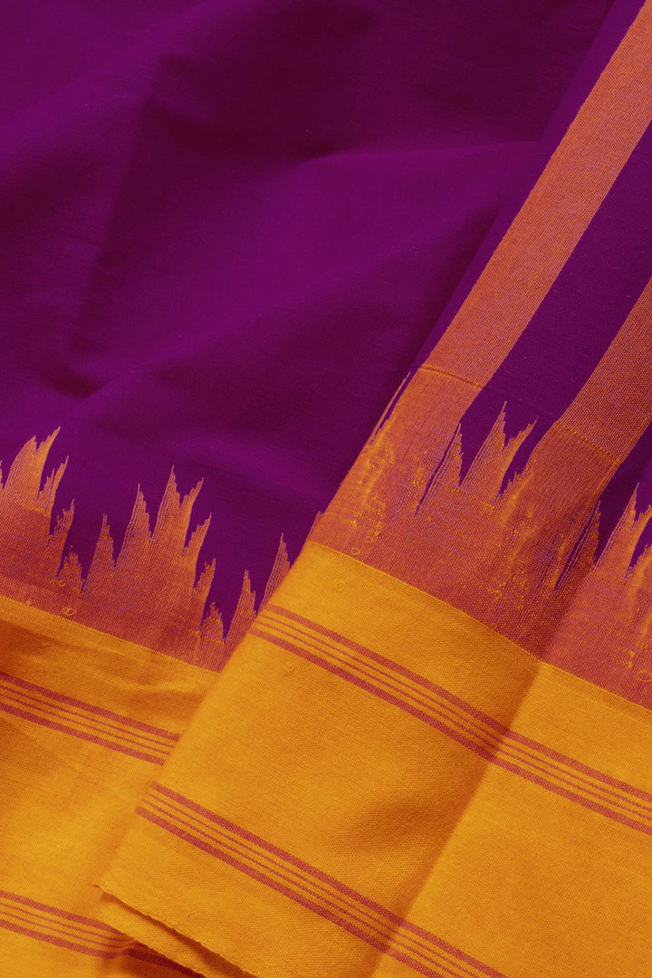 Dark Magenta Handloom Kanchi Cotton Saree 10069396 - Avishya