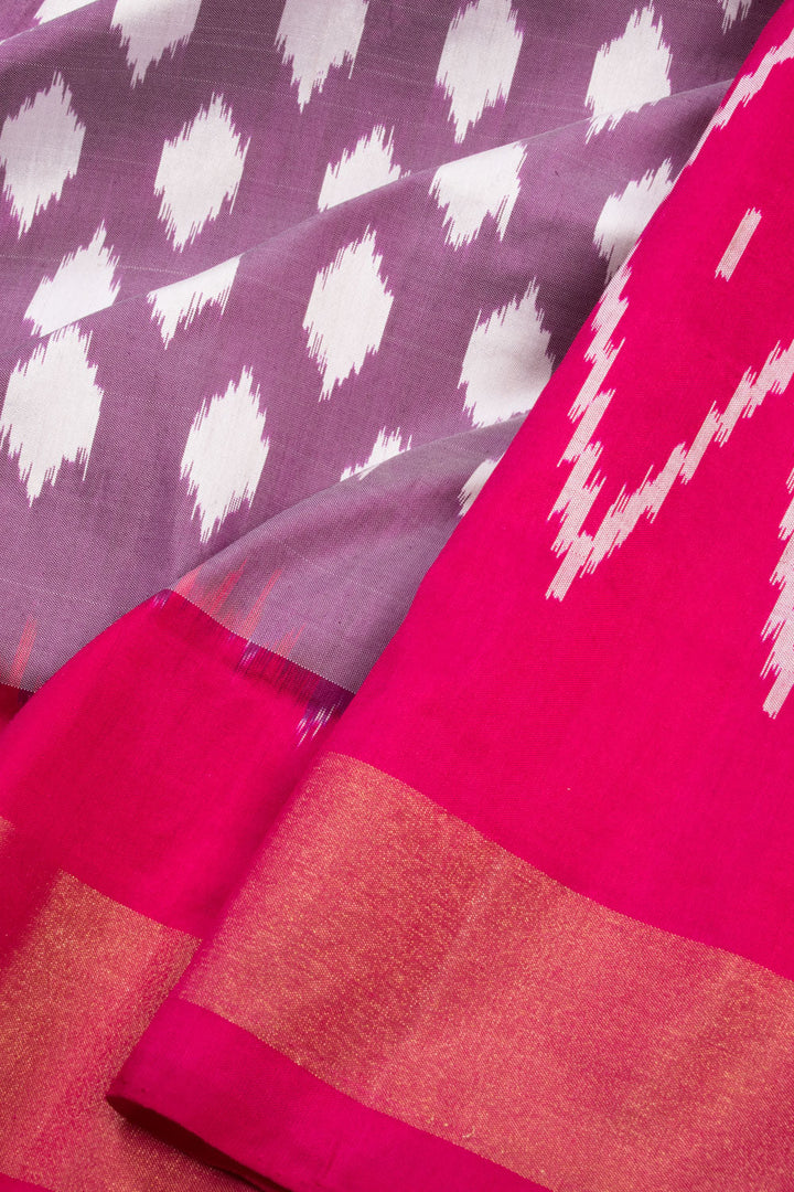 Lavender Handloom Pochampally Ikat Silk Saree 10069823