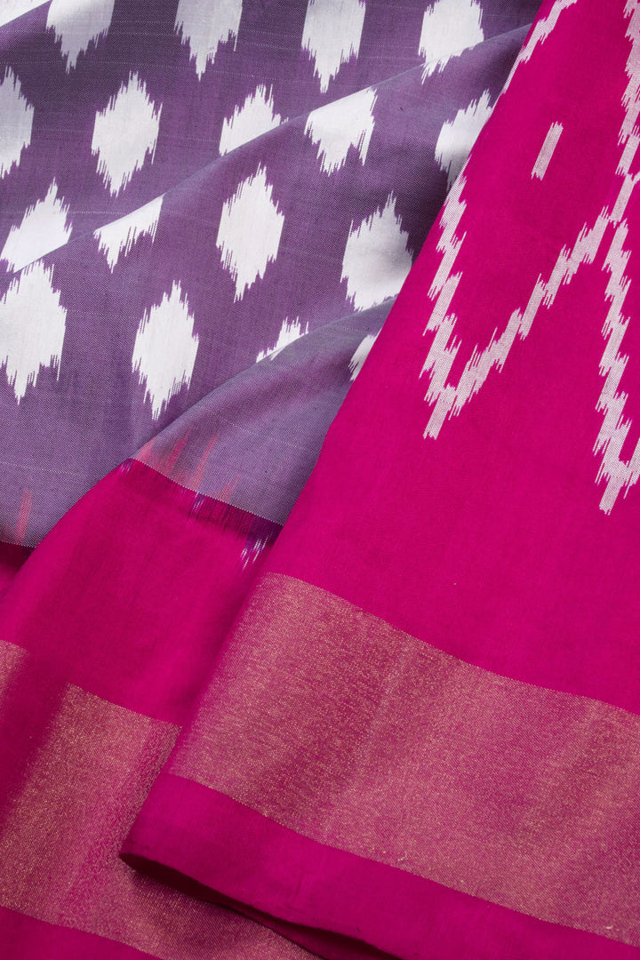 Lavender Handloom Pochampally Ikat Silk Saree 10069823