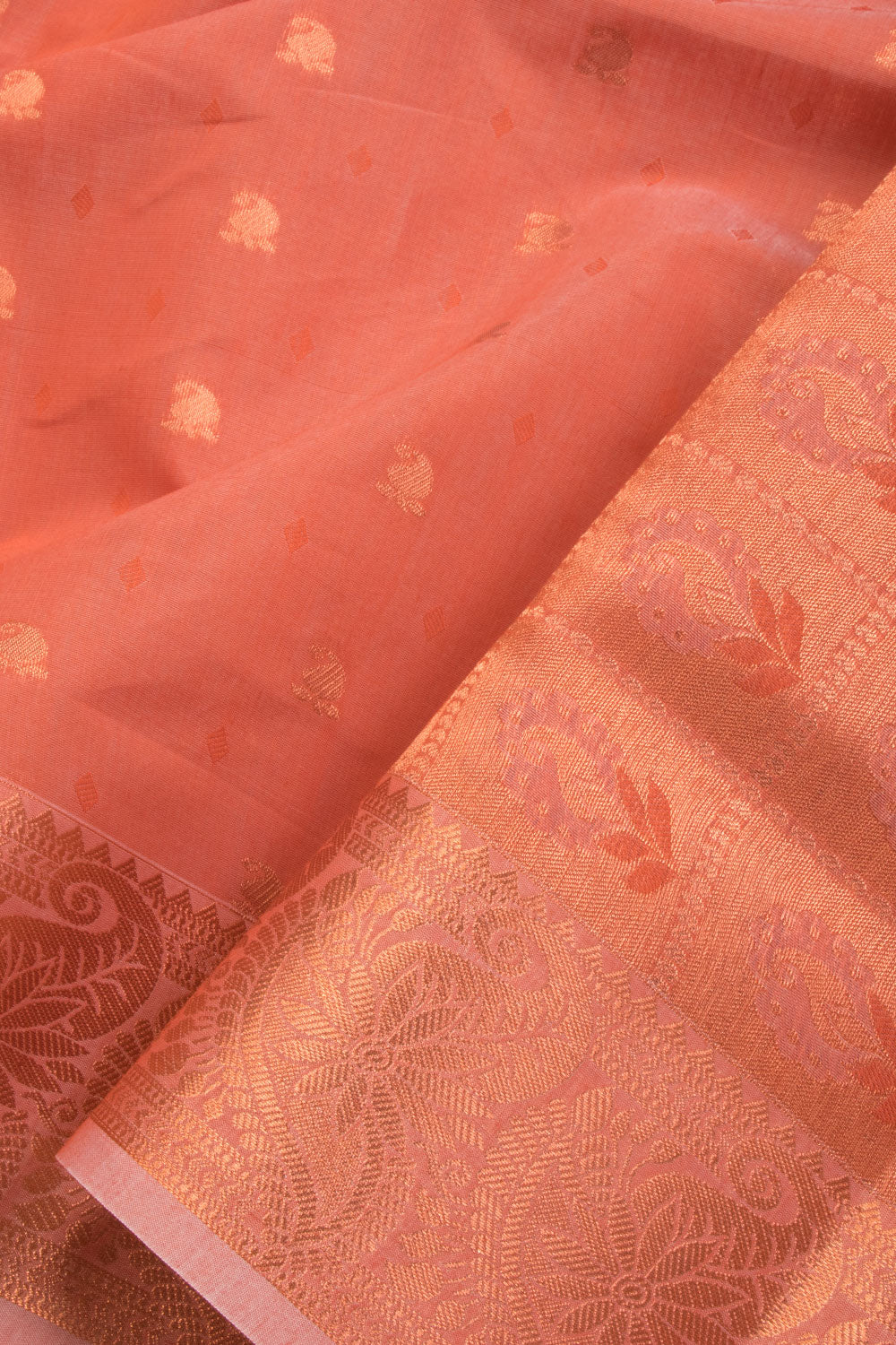 Rust Orange South Silk Cotton Saree 10069875 - Avishya