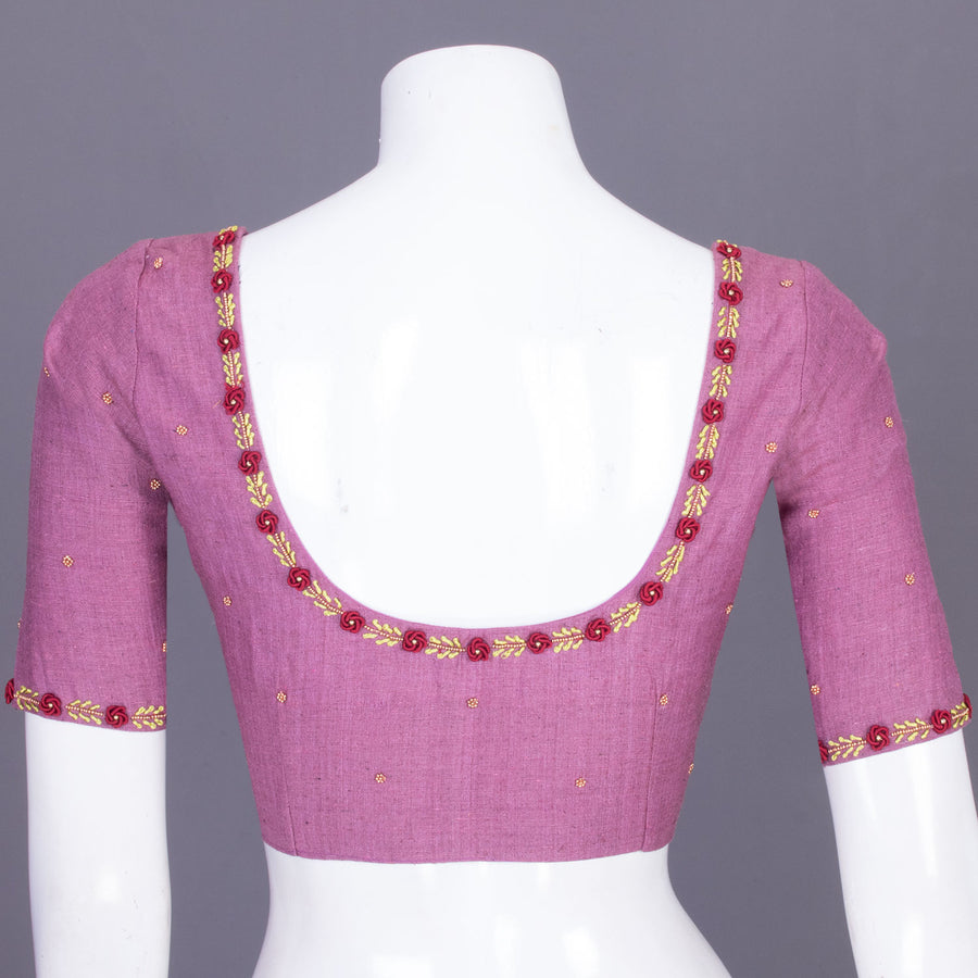 Mauve Aari Embroidered Tussar Silk Blouse 10069975 - Avishya