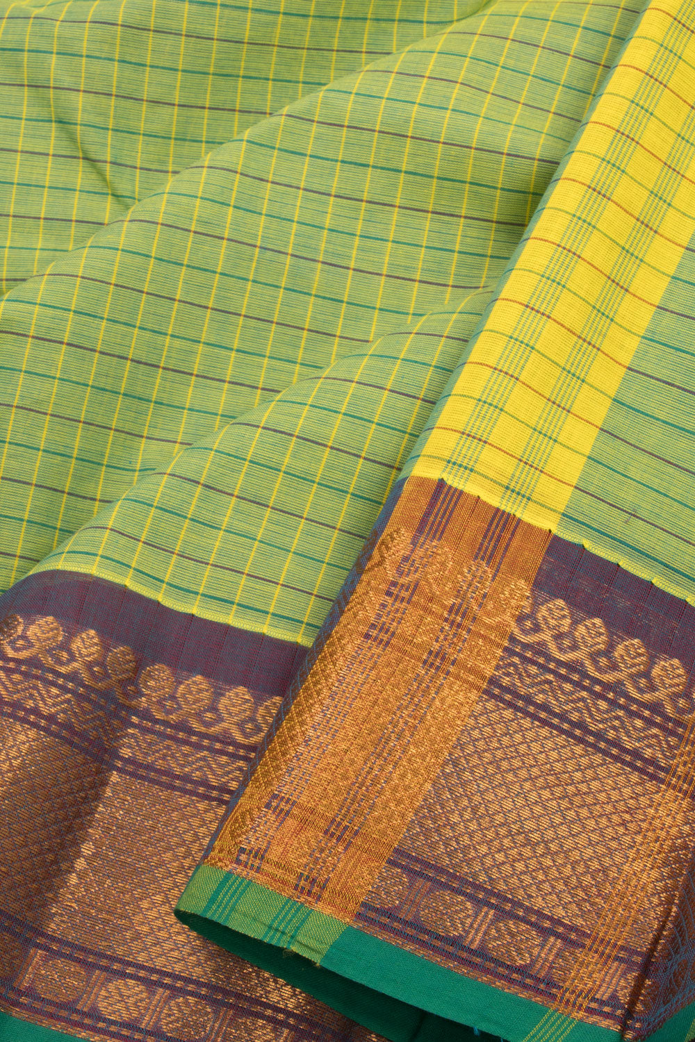 Pear Green Handloom Chettinad Cotton Saree 10070033 - Avishya