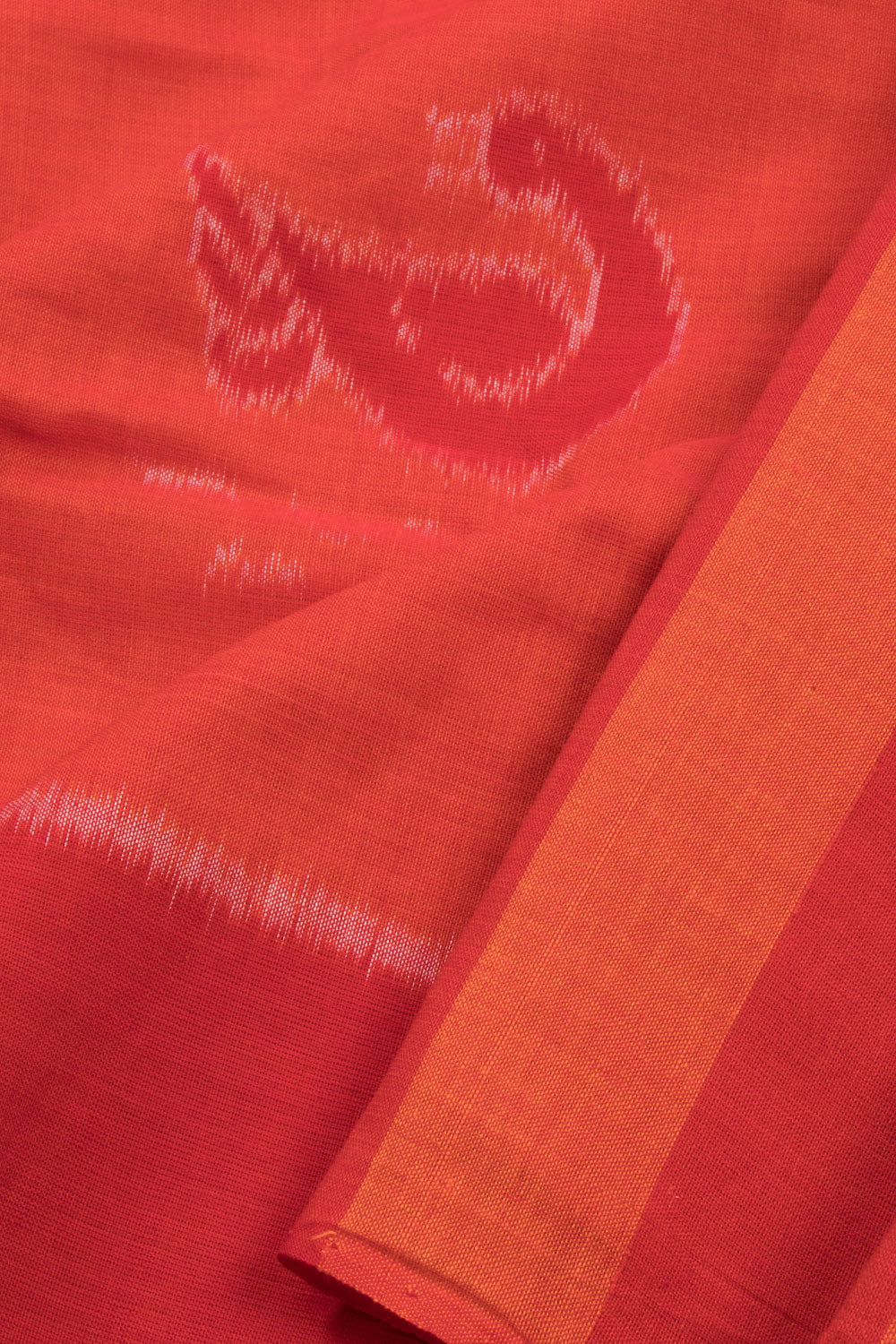 Fire Orange Maniabandha Odisha Ikat Cotton Saree