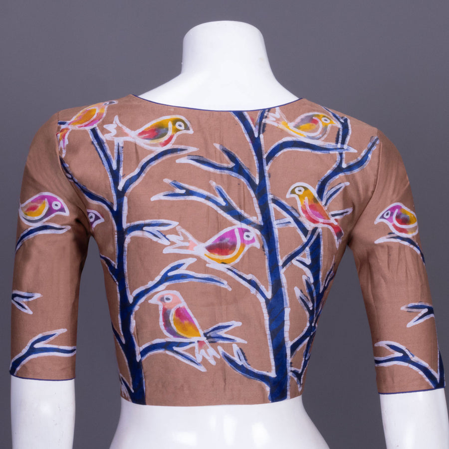 Peanut Brown Batik Hand painted Cotton Blouse