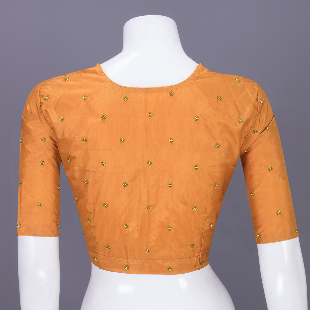 Mustard Yellow Aari Embroidered Tussar Silk Blouse