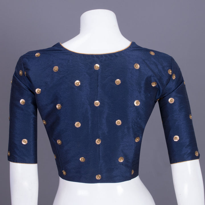 Navy Blue Aari Embroidered Tussar Silk Blouse