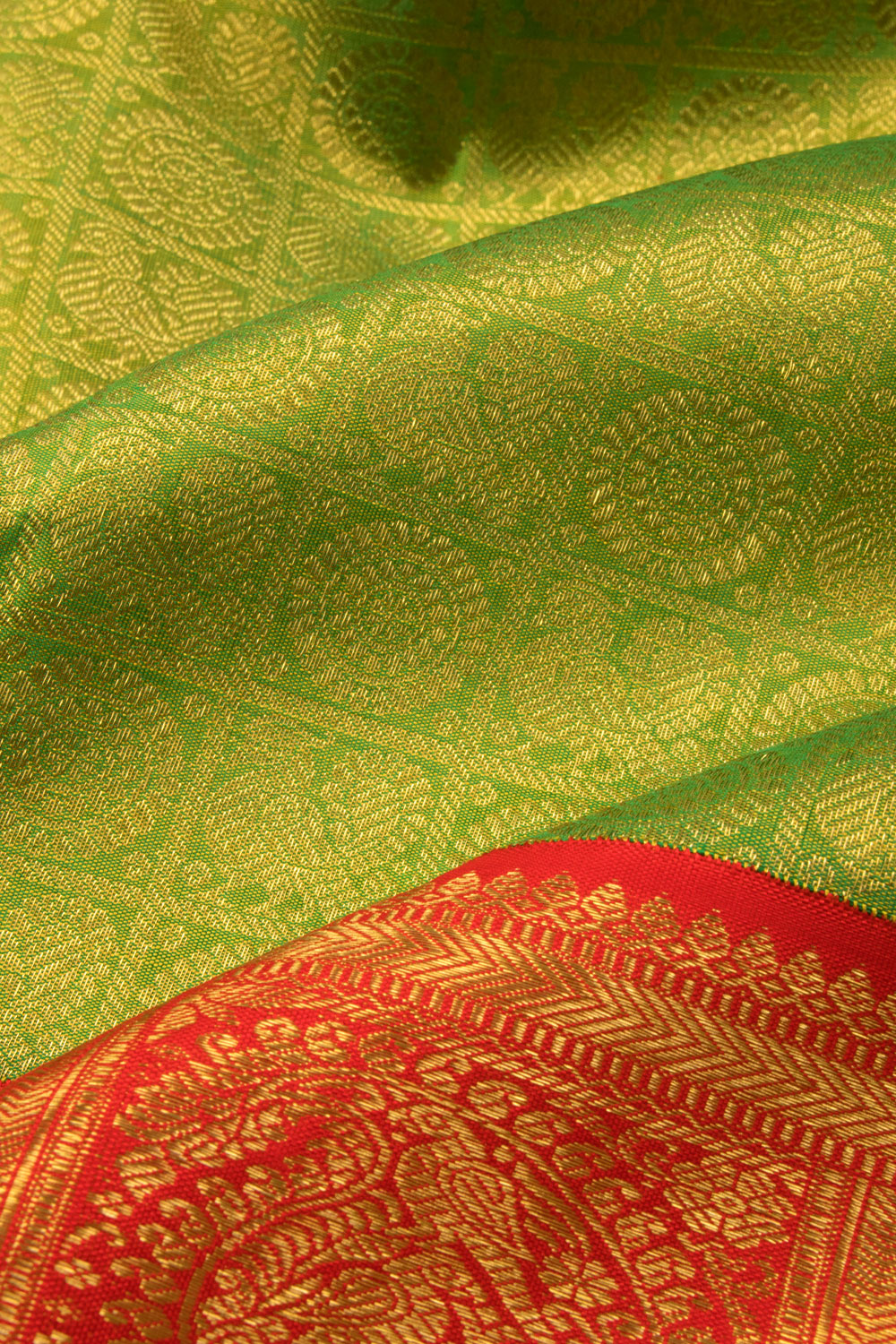 Green Bridal Korvai Kanjivaram Silk Saree 10070589 - Avishya