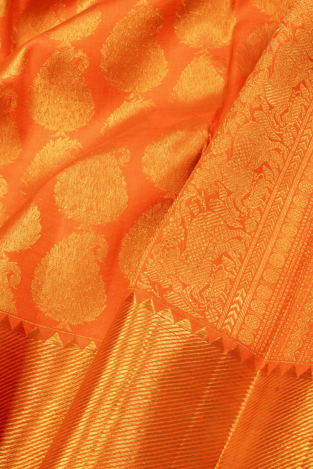 Orange Bridal Kanjivaram Silk Saree 10070591