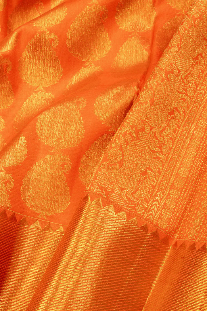 Orange Bridal Kanjivaram Silk Saree 10070591