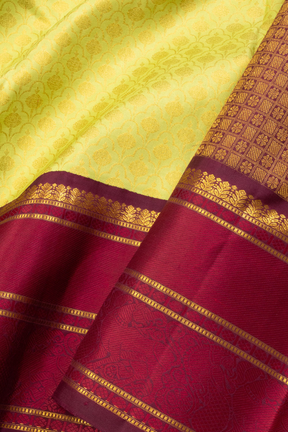Yellow Bridal Korvai Kanjivaram Silk Saree 10070611