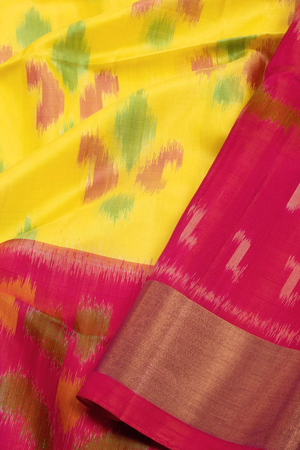 Yellow Handloom Ikat Soft Silk Saree 10070691 - Avishya