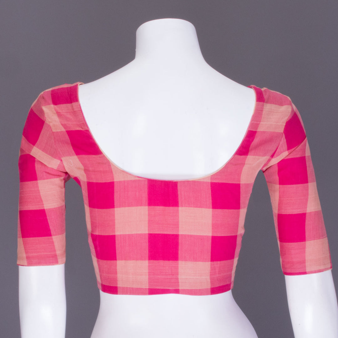 Pink Checked Andhra Cotton Blouse 10070815