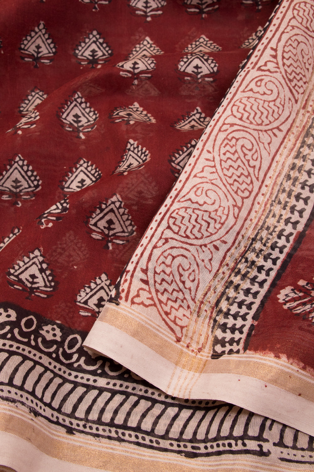 Royal Maroon Bagh Printed Silk Cotton Saree 10071011 - Avishya