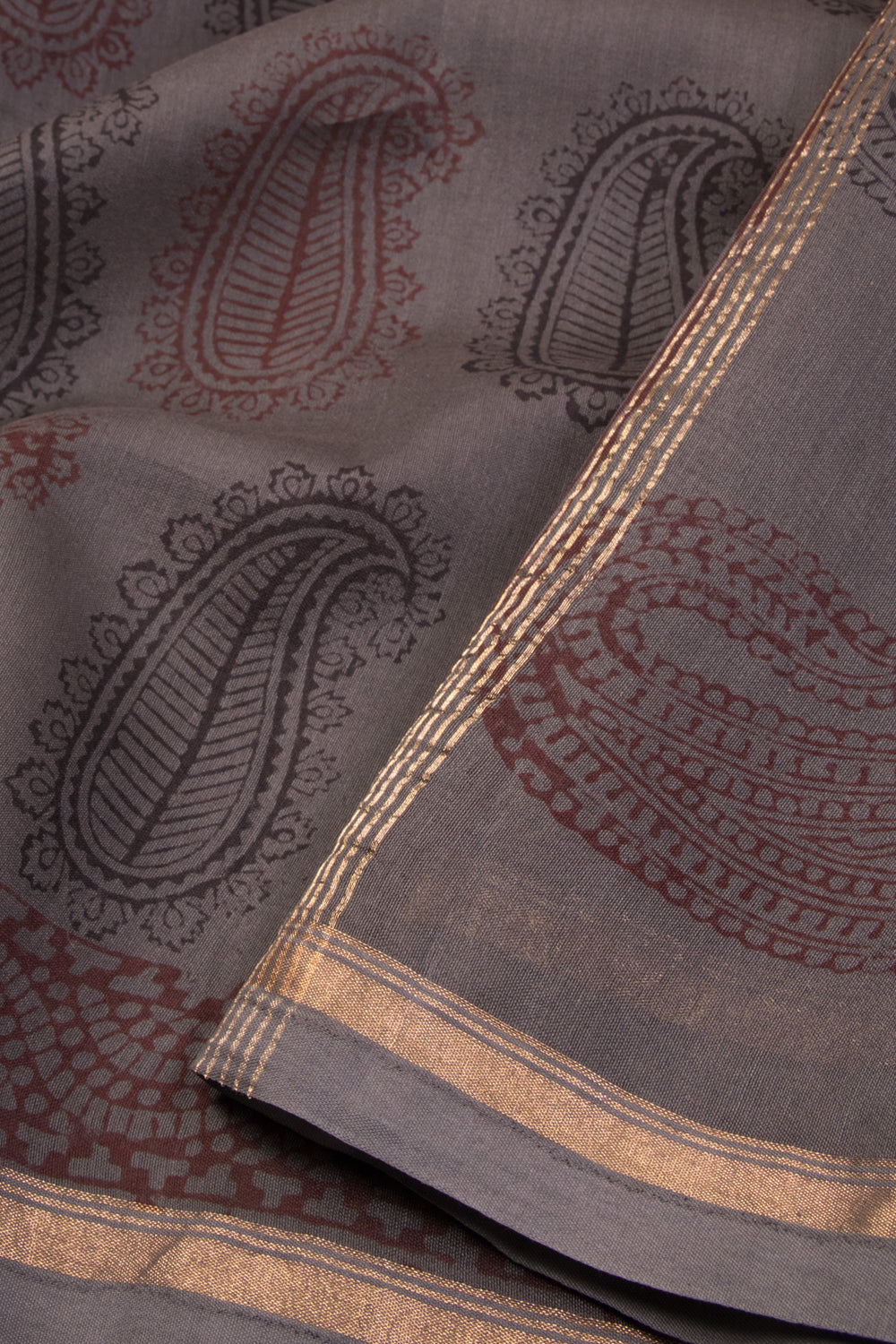 Grey Bagh Printed Silk Cotton Saree 10071022