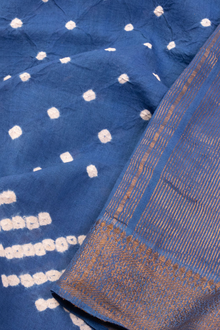 Blue Bandhani Mangalgiri Cotton Saree 10071106