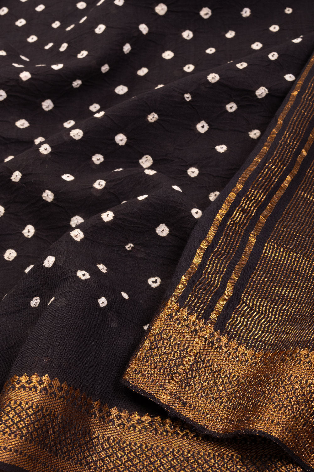 Black Bandhani Mangalgiri Cotton Saree