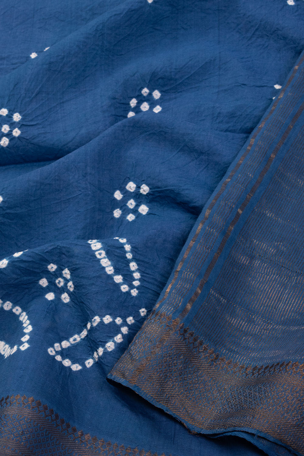 Blue Bandhani Mangalgiri Cotton Saree