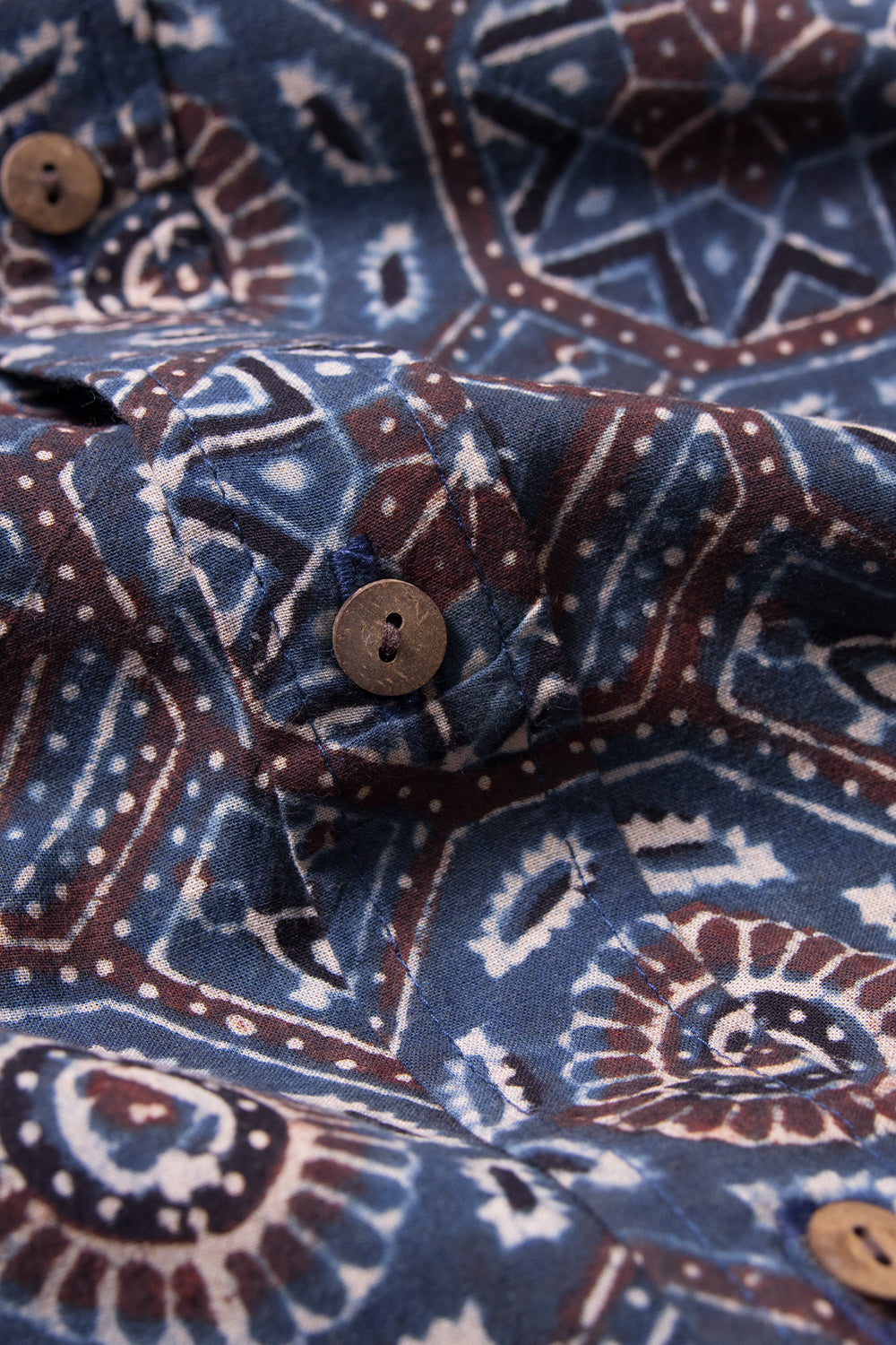 Blue Ajrakh Printed Cotton Mens Shirt