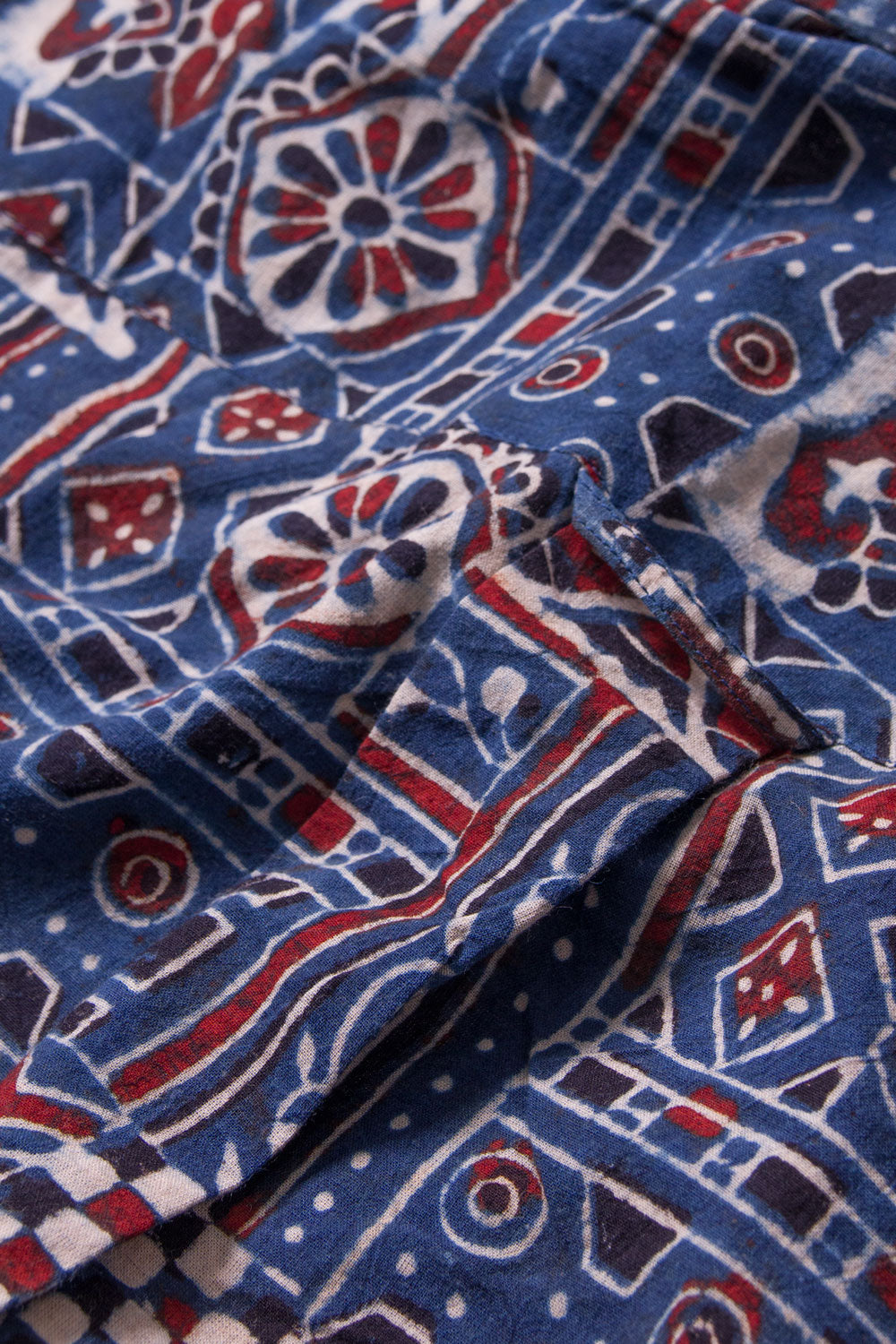 Blue Ajrakh Printed Cotton Mens Shirt 