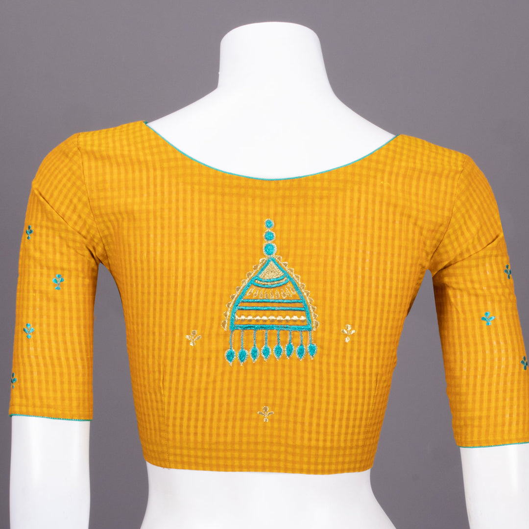 Yellow Slub Cotton Embroidered Blouse