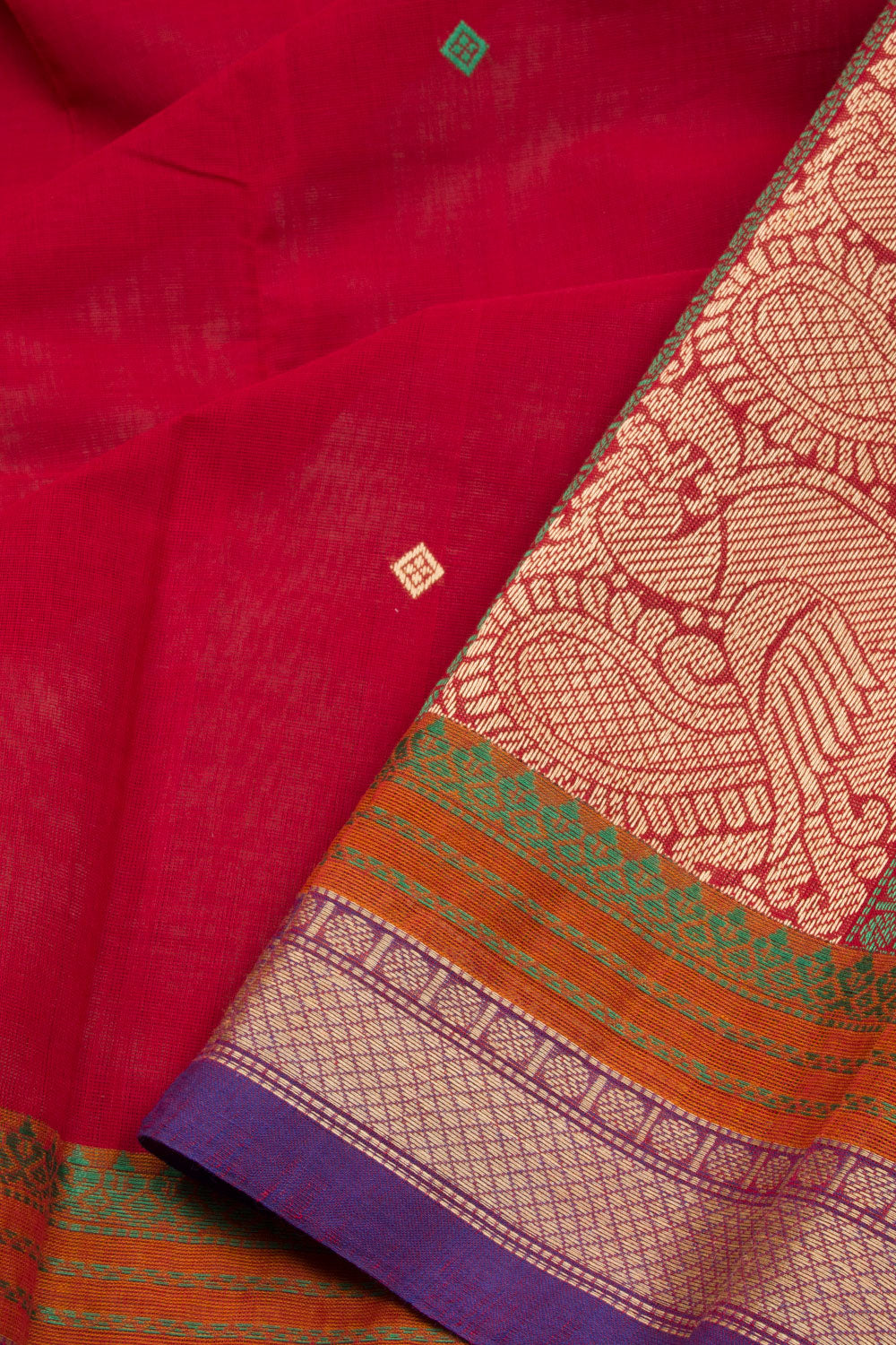 Red Handloom Kanchi Cotton Saree 