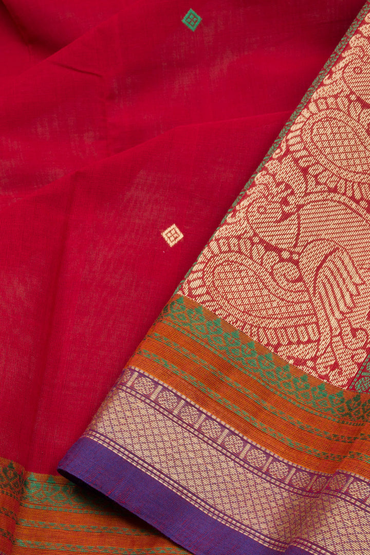 Red Handloom Kanchi Cotton Saree 