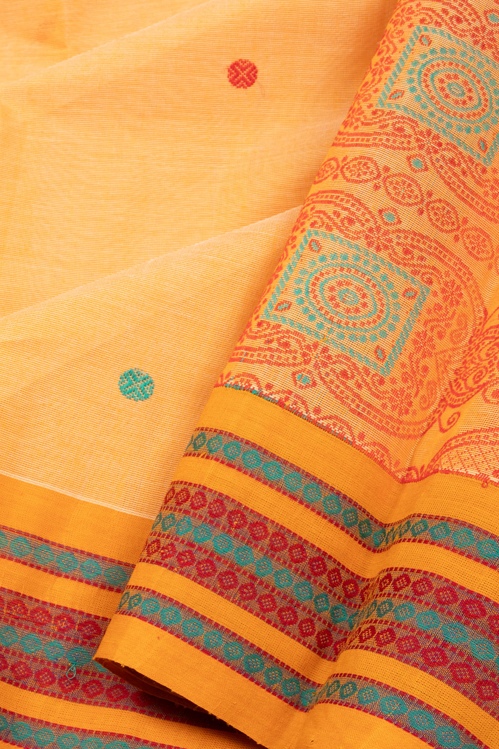 Orange Handloom Kanchi Cotton Saree