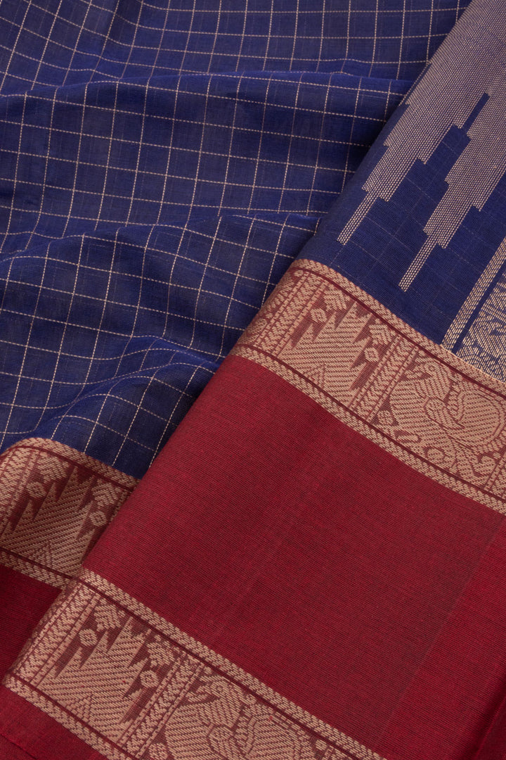 Blue Handloom Kanchi Cotton Saree