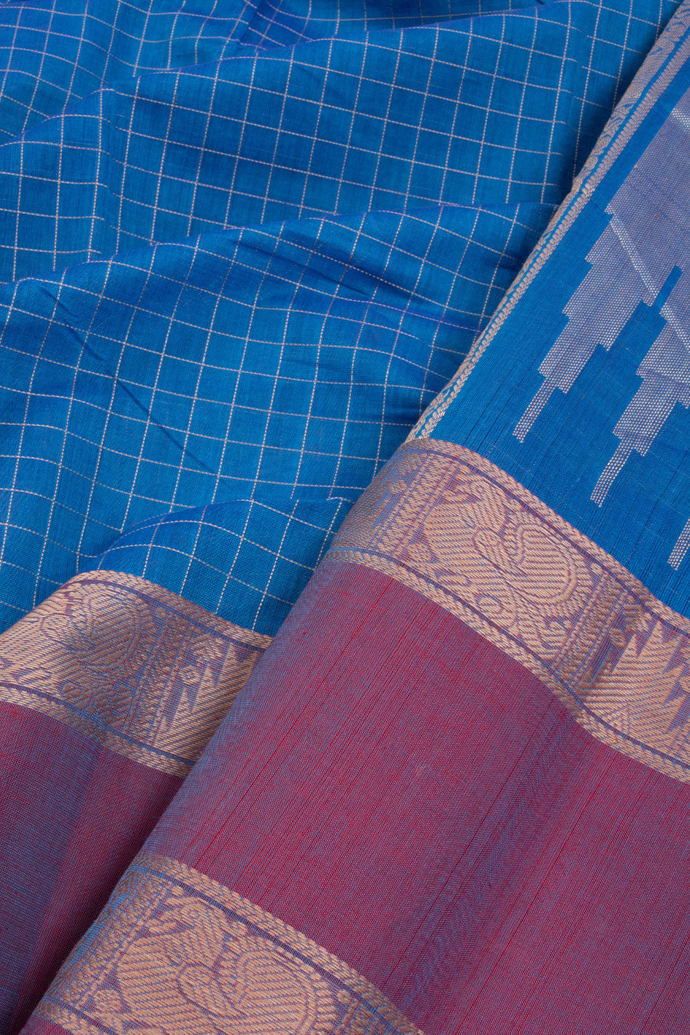 Blue Handloom Kanchi Cotton Saree