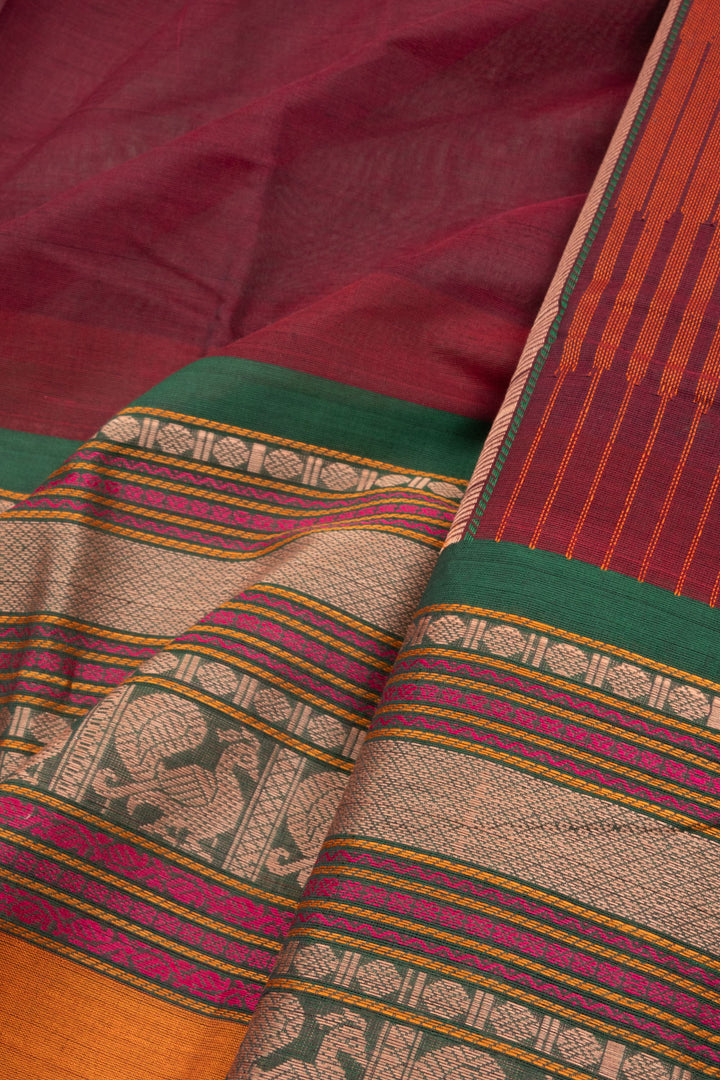 Maroon Handloom Kanchi Cotton Saree