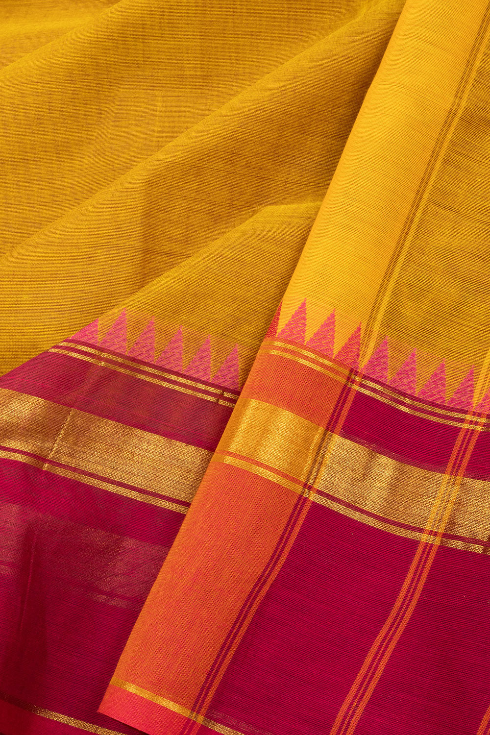 Yellow  Handloom Kanchi Cotton Saree