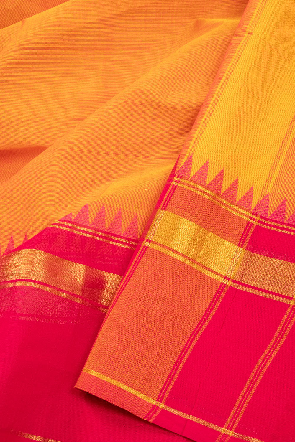 Orange Handloom Kanchi Cotton Saree