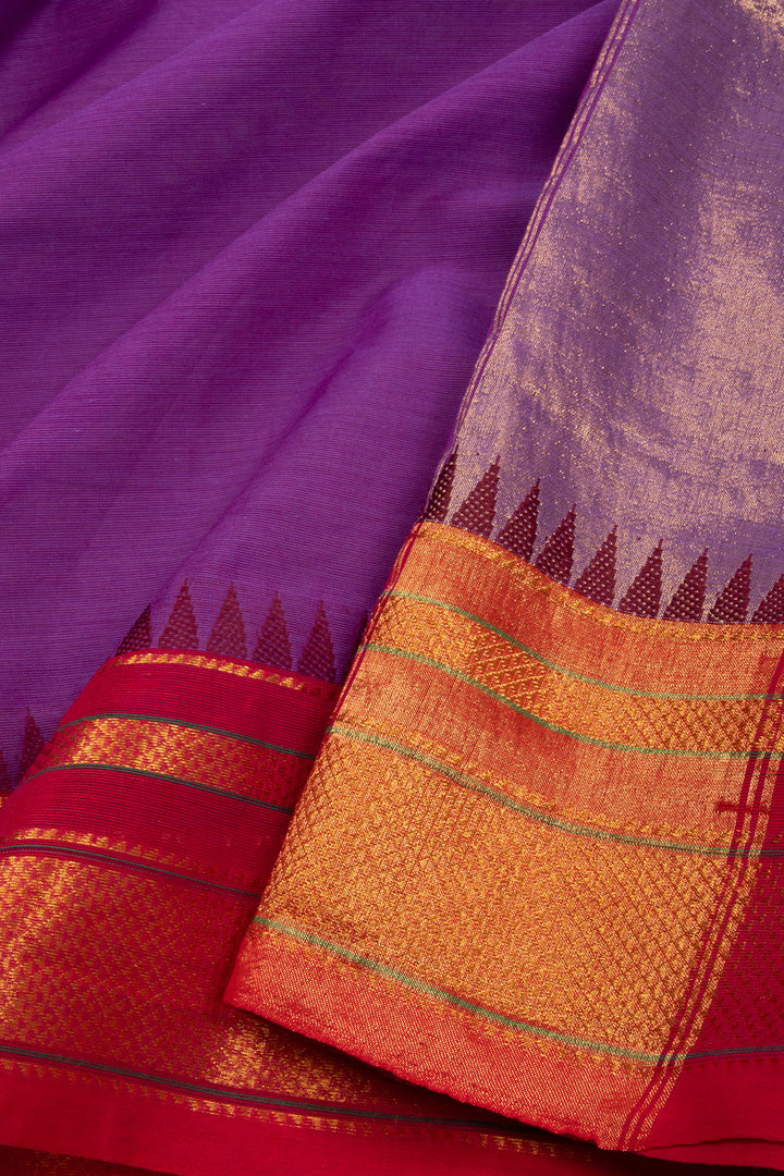 Purple Handloom Kanchi Cotton Saree 