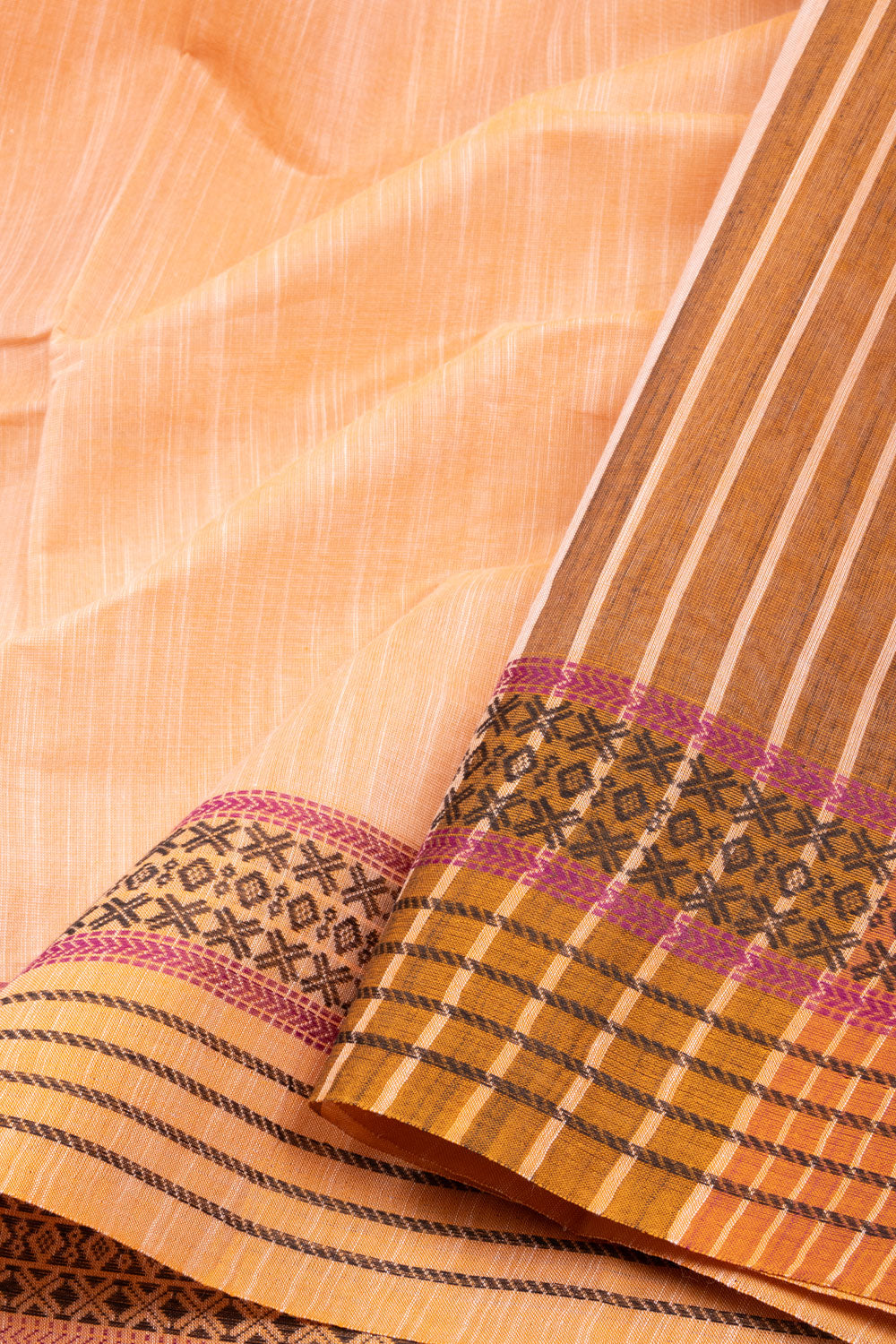 Brown Handloom Kanchi Cotton Saree 