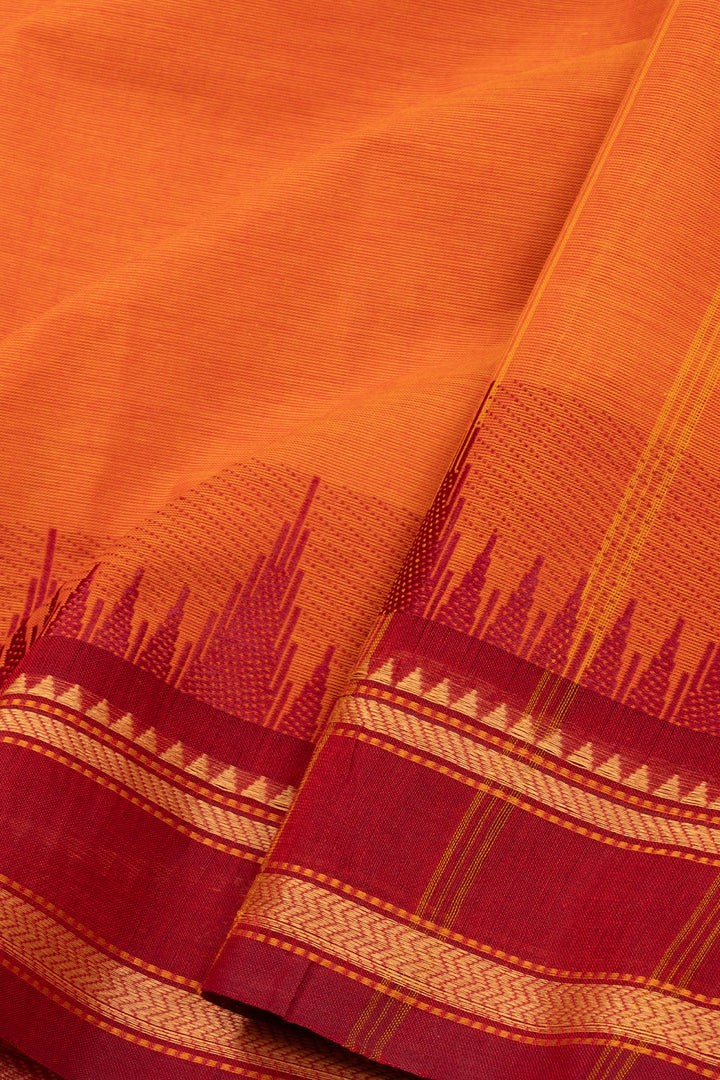 Orange Handloom Kanchi Cotton Saree