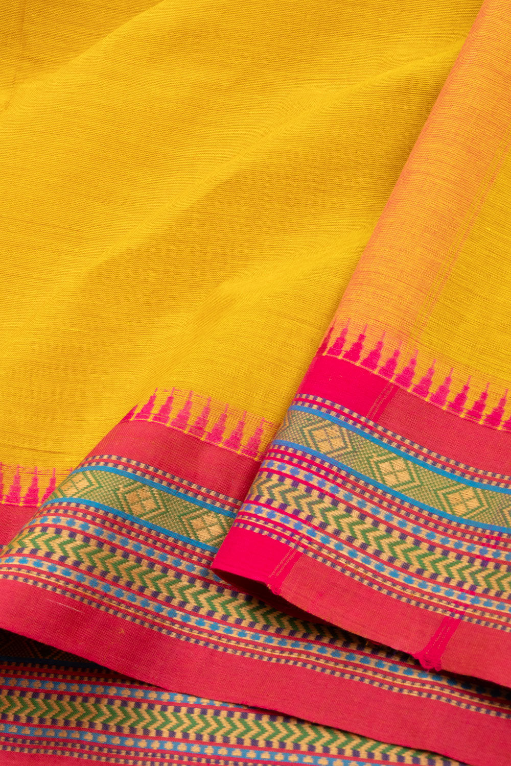 Yellow Handloom Kanchi Cotton Saree