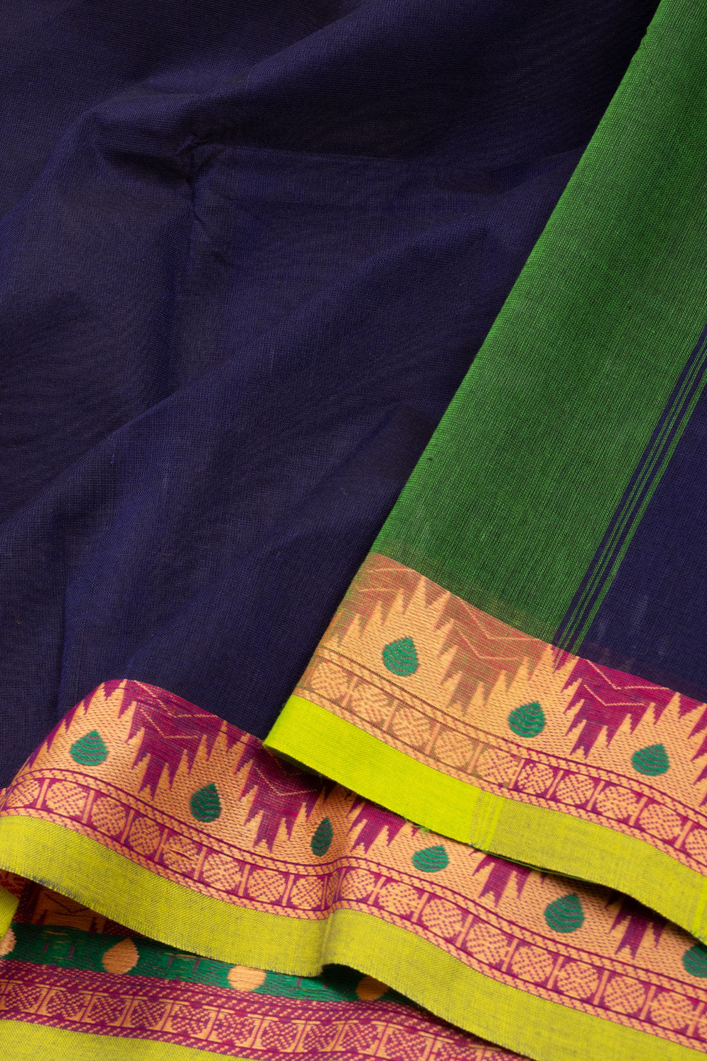 Blue Handloom Kanchi Cotton Saree