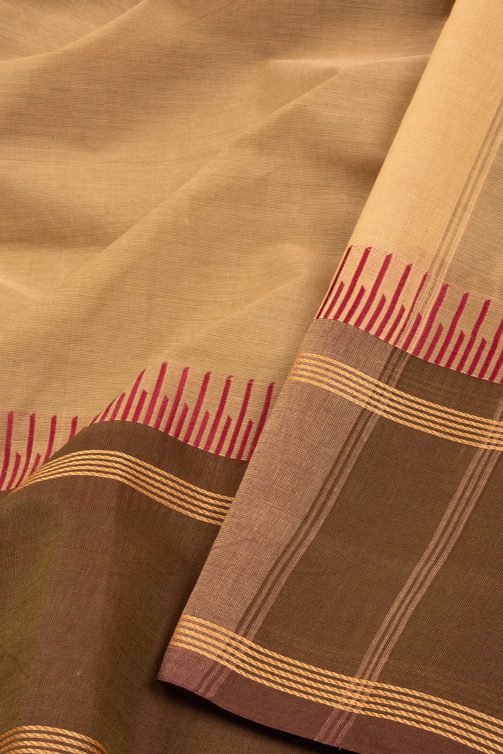 Brown Handloom Kanchi Cotton Saree 