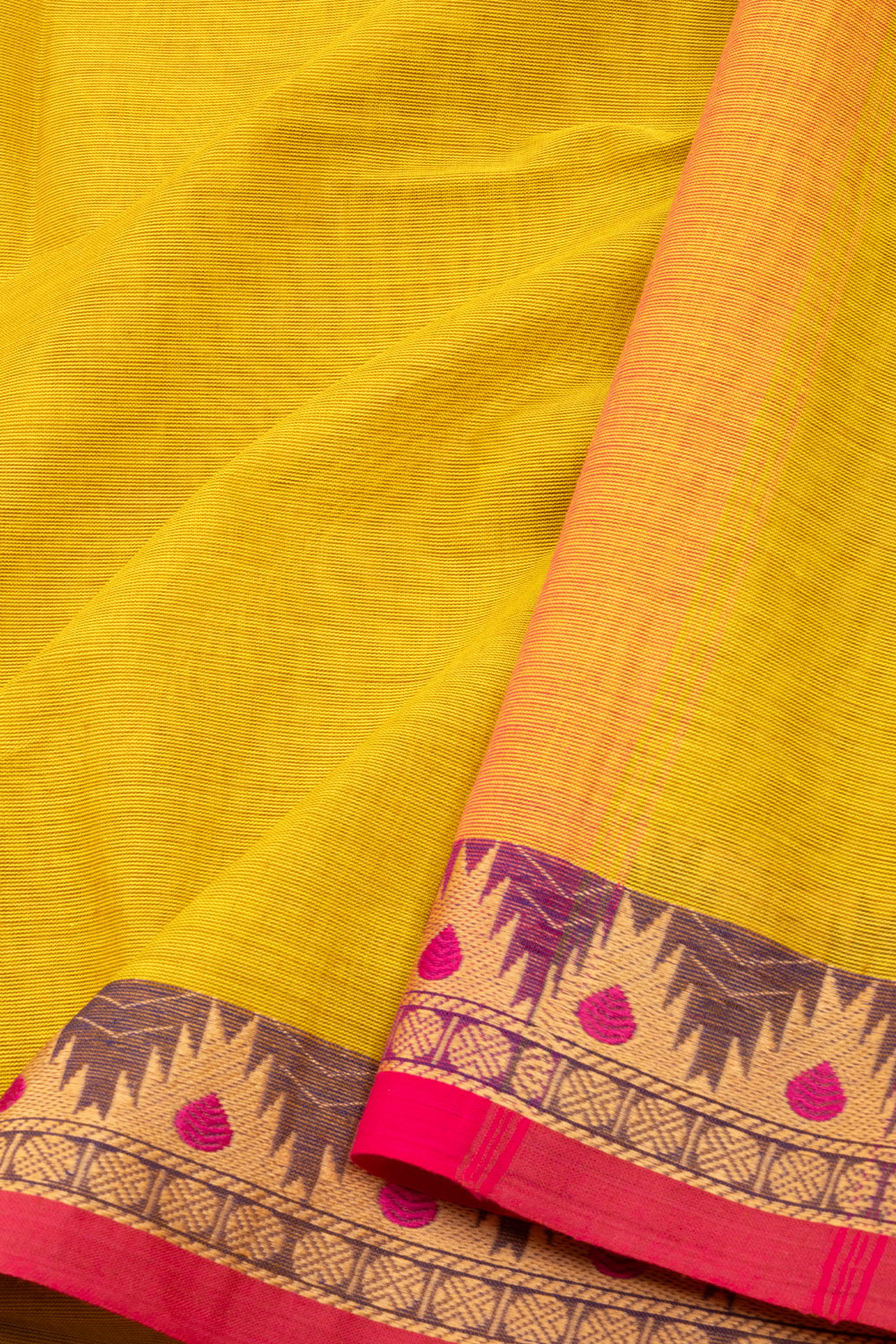 Yellow Handloom Kanchi Cotton Saree