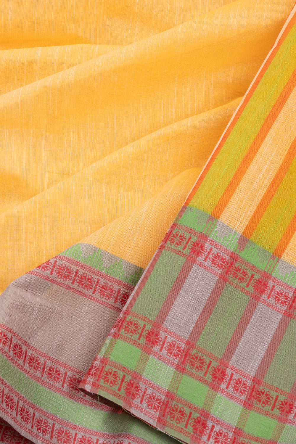 Orange Handloom Kanchi Cotton Saree 