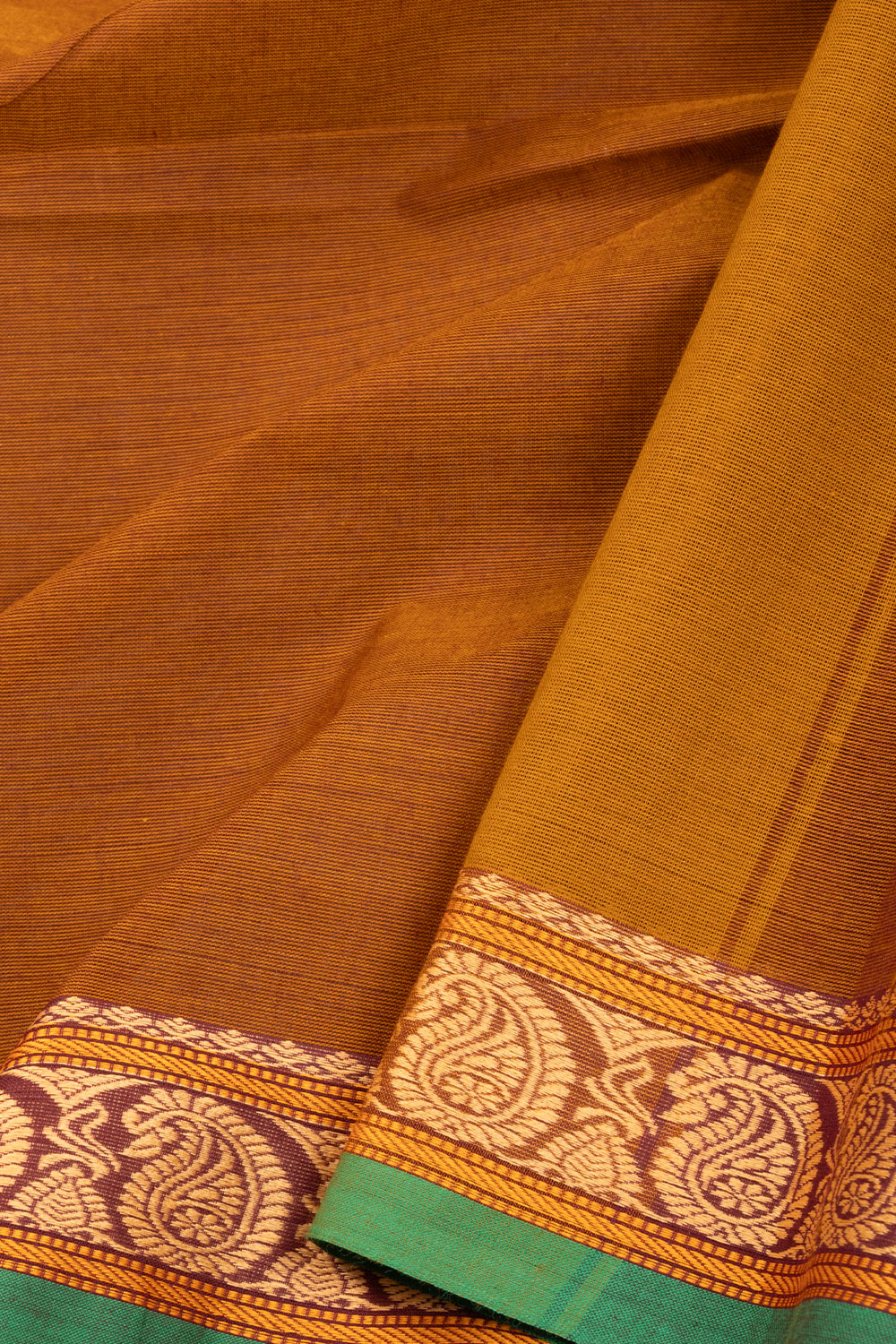 Brown Handloom Kanchi Cotton Saree