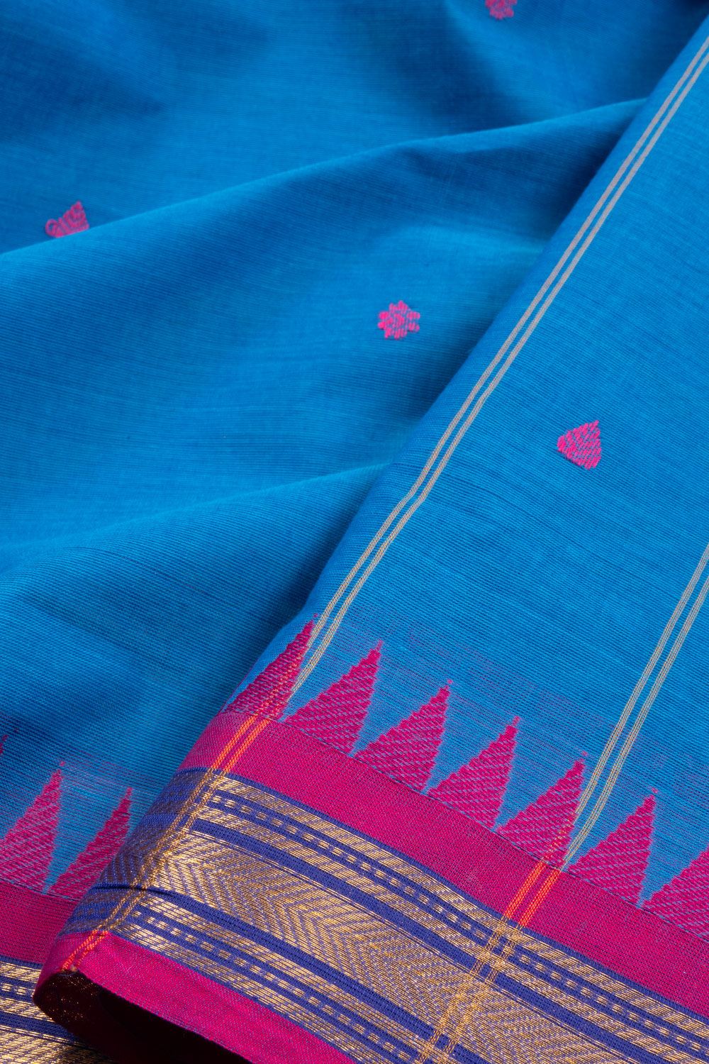 Blue Handloom Kanchi Cotton Saree