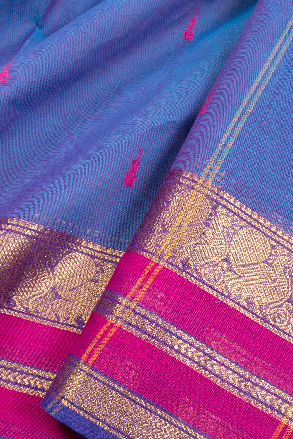 Blue Handloom Kanchi Cotton Saree