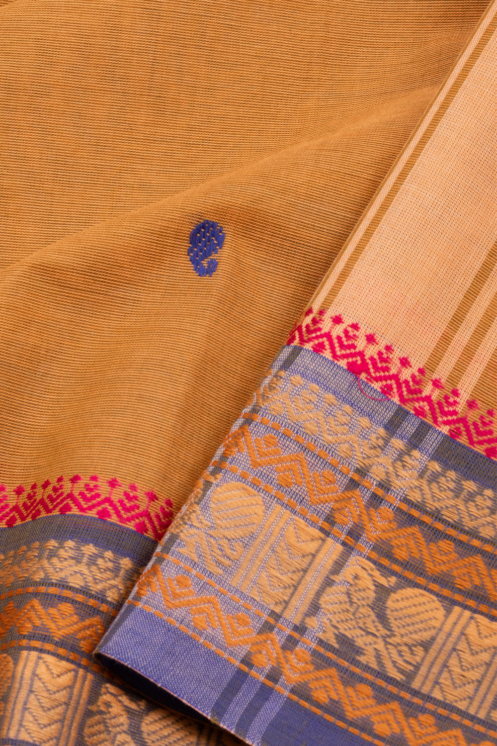 Brown Handloom Kanchi Cotton Saree 