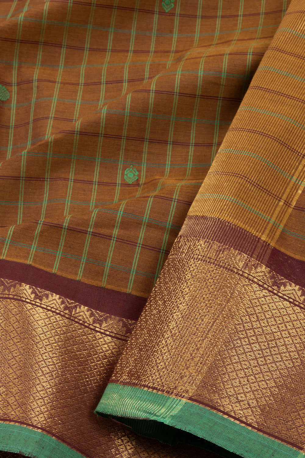 Brown Handloom Kanchi Cotton Saree