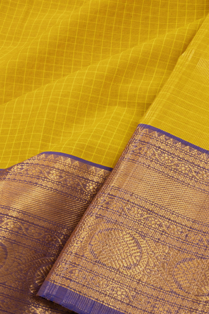 Yellow Handloom Kanchi Cotton Saree 