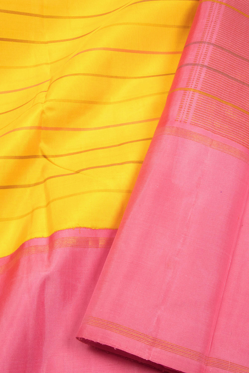 Yellow Handloom Korvai Kanjivaram Silk Saree