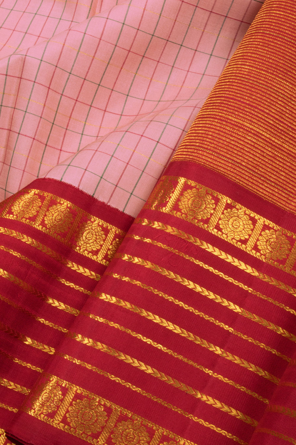 Pink Korvai Kanjivaram Silk Saree